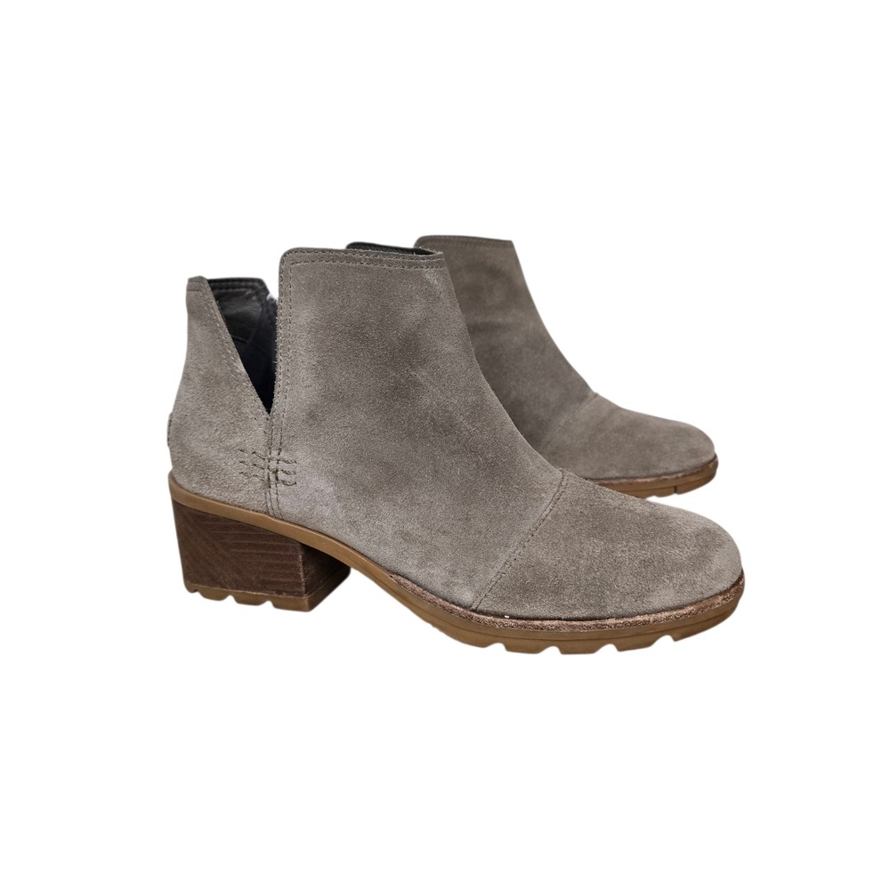 Sorel Lolla Cut-Out Waterproof Suede Ankle Boots Quarry Grey NL3384-240 Womens 8